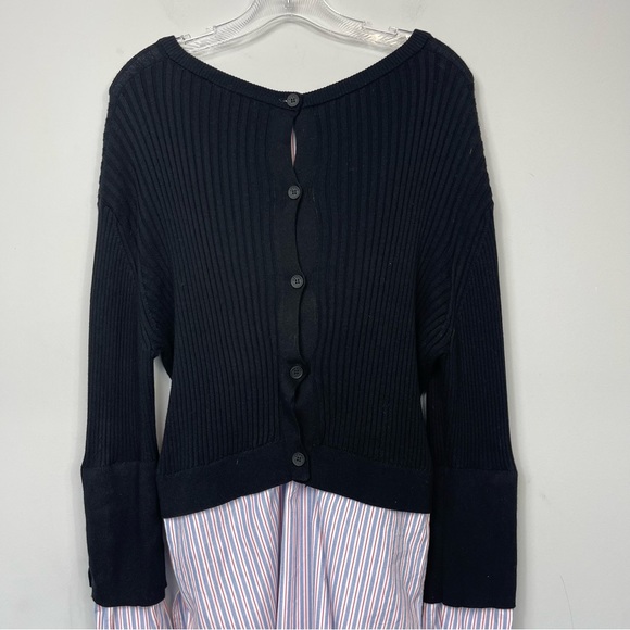 KENZO PARIS LAYERED RIBBED COTTON BLEND KNIT AND COTTON POPLIN SWEATER SHIRT XL - Picture 14 of 16